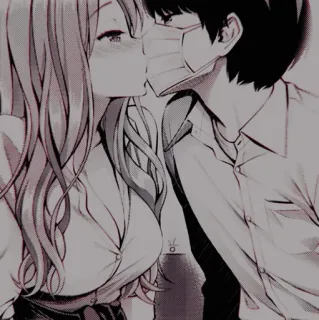 🩺 2d0e7dbe anime, kiss, couple, masked, girl, boy telegram sticker
