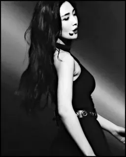 🍩 37a95f03 mujer, retrato, blanco y negro, persona, cantante, micrófono, actuación telegram sticker