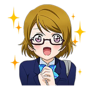 😮 10be673a Anime, Cartone animato, Ragazza, Carina, Occhiali, Uniforme scolastica, Love Live telegram sticker