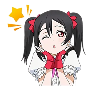 ⭐ cf169fe2 Nico Yazawa Love Live! anime, ragazza, carina, kawaii, occhiolino, idol, Nico Yazawa, Love Live! telegram sticker