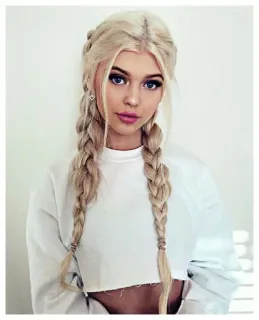 🥀 1a53f15e 女人, 金发, 辫子, 肖像, 时尚, 美女 whatsapp sticker