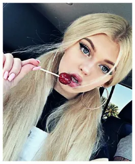 🥀 1bda427d 金发, 女人, 棒棒糖, 肖像, 时尚, 美丽 whatsapp sticker