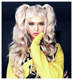 🥀 7e3069e8 女人, 金发, 双马尾, 肖像, 美女, 女孩 whatsapp sticker