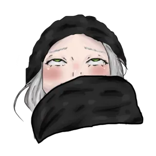 🙄 c1c8c145 อนิเมะ, เสื้อฮู้ด, ดวงตา, สีหน้า, ดิจิทัลอาร์ต telegram sticker