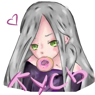 🍫 fed85b5e кусь อนิเมะ, โดนัท, ผู้หญิง, น่ารัก, สติกเกอร์ telegram sticker