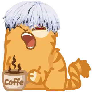 😓 0b223eef Coffe gato, café, kawaii, lindo, naranja, animal, bebida telegram sticker