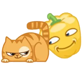 😱 b82ecde1 gato, pimiento amarillo, dibujo animado, animal, verdura, pegatina telegram sticker
