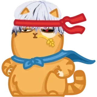 🤨 cdb6d0ea gato, animal, dibujos animados, diadema roja, naranja telegram sticker