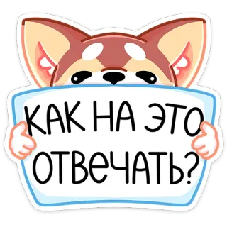 🐕 9a9e765e КАК НА ЭТО ОТВЕЧАТЬ? hund, frage, russisch, tier, text, aufkleber telegram sticker