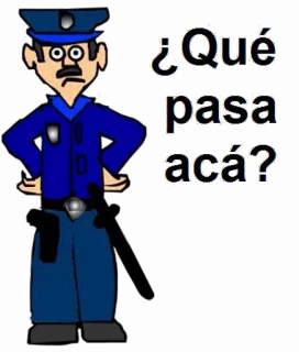 😇 f34eecee ¿Qué pasa acá? polisi, petugas, pertanyaan, spanyol, kartun whatsapp sticker