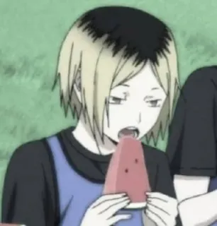 🧼 28452774 Kozume Kenma Haikyuu!! Kozume Kenma, Haikyuu!!, Anime, Manga, Semangka, Makan, Kartun, Ilustrasi telegram sticker