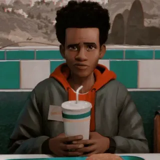 🏀 61d18bf5 Miles Morales Spider-Man: Into the Spider-Verse анимированные, Marvel, Человек-паук, мультфильм, фильм whatsapp sticker