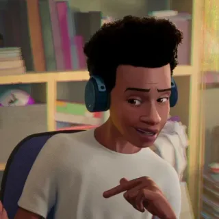 🏀 62b6fd51 Miles Morales Spider-Man: Into the Spider-Verse человек-паук, майлз моралес, указывать, мультик, супергерой whatsapp sticker