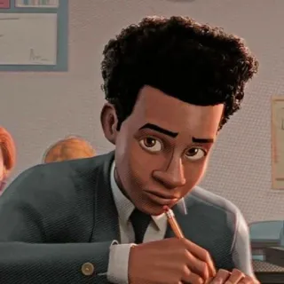 🏀 774468f7 Miles Morales Spider-Man: Into the Spider-Verse анимированные, супергерой, подросток, школа, Человек-паук, Майлз Моралес whatsapp sticker