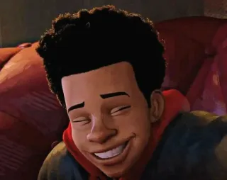 🏀 c938bdf4 Miles Morales Spider-Man: Into the Spider-Verse человек-паук, марвел, улыбка, анимация, персонаж, фильм whatsapp sticker