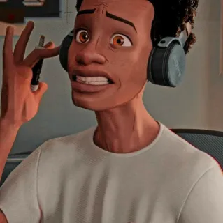 🏀 ea6fe5ee Miles Morales Spider-Man: Into the Spider-Verse человек-паук, майлз моралес, мультфильм, наушники whatsapp sticker