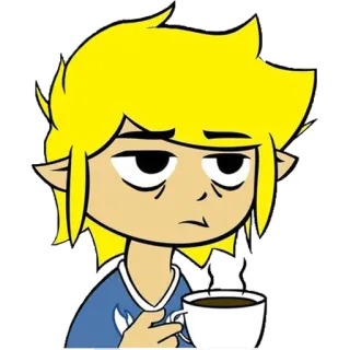 ☕️ e570ae40 Link The Legend of Zelda link, Legend of Zelda, kreskówka, gra wideo, śpiący, kawa telegram sticker