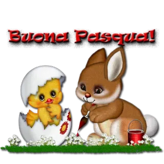 🐣 101decd8 Buona Pasqua! Paskah, kelinci, anak ayam, musim semi, liburan, perayaan telegram sticker