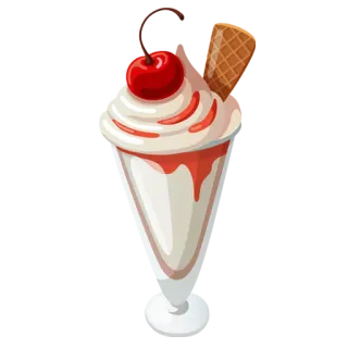 🍧 ab6a010a es krim, hidangan penutup, es krim sundae, ceri, krim, makanan, manis telegram sticker