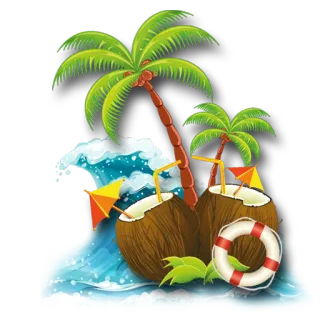 🌴 e0e6fa14 kelapa, pohon palem, pelampung, pantai, tropis, pulau, liburan, musim panas telegram sticker