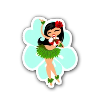 🌴 ff9cfa27 Hula, Penari, Hawaii, Lei, Bunga, Kartun telegram sticker