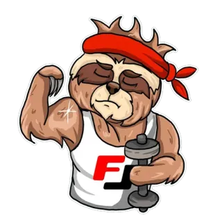 💪 19caffd7 ленивец, тяжелая атлетика, фитнес, упражнения, спортзал, мультфильм, животное whatsapp sticker