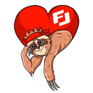 ❤️ d59833c4 ленивец, сердце, мультфильм, животное, милый, красный, бинт whatsapp sticker