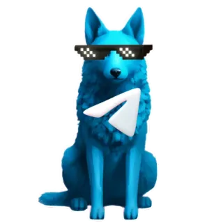 🧸 046883f6 狗, Telegram, 眼镜, 像素, 蓝色, 动物 telegram sticker