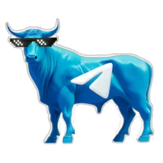 📯 107490e9 公牛, 动物, 眼镜, 像素化 telegram sticker