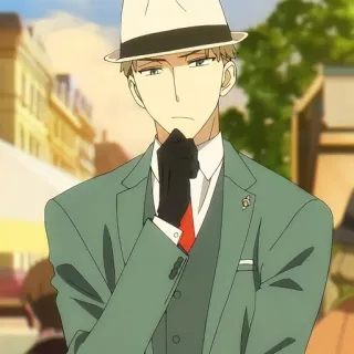 🙂 1b11055e Loid Forger Spy x Family Anime, Karakter, Spy x Family, Loid Forger, Mata-mata, Topi, Jas telegram sticker