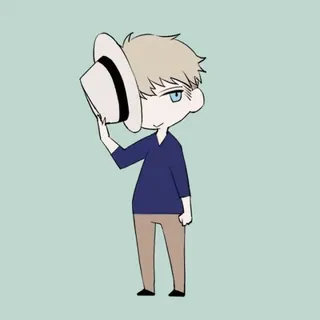 🎩 963112e8 漫画, 男, 帽子, お辞儀, 丁寧, ちびキャラ, アニメ telegram sticker