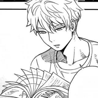 👞 99ef431e 动漫, 漫画, 阅读, 男孩, 角色 telegram sticker