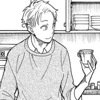 ☕️ adf8e51e 动漫, 漫画, 男孩, 杯子, 厨房, 室内 telegram sticker