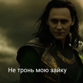 🤬 ba083a66 Loki Thor Не тронь мою зайку โลกิ, ธอร์, มาร์เวล, ซูเปอร์ฮีโร่, เทพเจ้า, รัสเซีย, ข้อความ telegram sticker