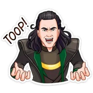 😡 5d97a17b Loki TOOP! loki, marvel, schurk, god van de chaos, superheld, cartoon, sticker telegram sticker