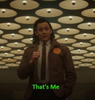 💚 f49566e1 Loki That's Me loki, marvel, serial tv, karakter, tom hiddleston, teks hijau telegram sticker