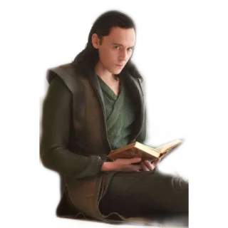📓 66eac6af Loki Loki, Tom Hiddleston, Marvel, Charakter, Buch, sitzend whatsapp sticker