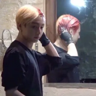 😶 0004fc7e pessoa, tinta, cabelo, espelho, selfie telegram sticker