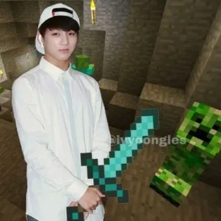 🗡 84e0d6c0 Minecraft ivyoongles minecraft, videogame, creeper, espada, jungkook, kpop, jogo telegram sticker