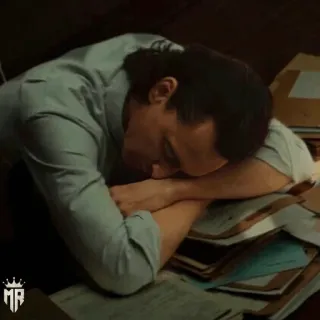 🧊 d0bd344a sonolento, exaustado, homem, cansado, escrivaninha telegram sticker