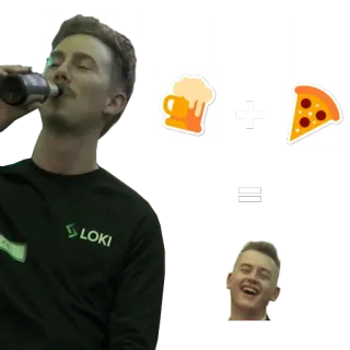 🍺 d5f3f51d 人, ビール, ピザ, 飲み物, 食べ物, 方程式 telegram sticker