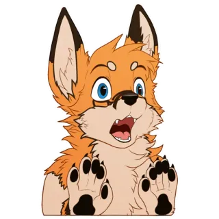 😮 2a4b0961 퍼리, 여우, 만화, 주황색, 겁먹은, 동물 telegram sticker