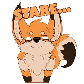 🦊 ff0b2a6a STARE... 여우, 동물, 응시, 귀여운, 만화 telegram sticker