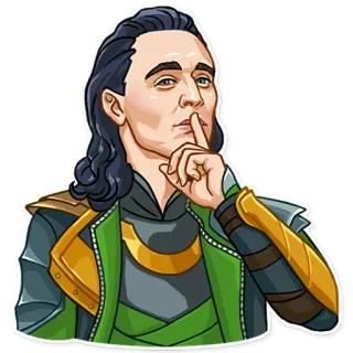 🤫 e6e8e740 Loki Loki, Marvel, Super-herói, Vilão, Dedo nos lábios, Silêncio, Shhh telegram sticker