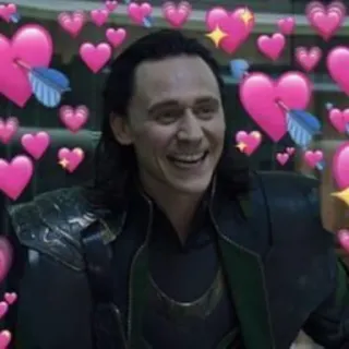 💖 d10a627c Loki Loki, Tom Hiddleston, Marvel, corações, feliz, sorrindo whatsapp sticker