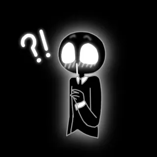 🌟 708a8ae3 ?! Đen trắng, Dấu chấm hỏi, Dấu chấm than, Phát sáng, Nhân vật, Hoạt hình telegram sticker