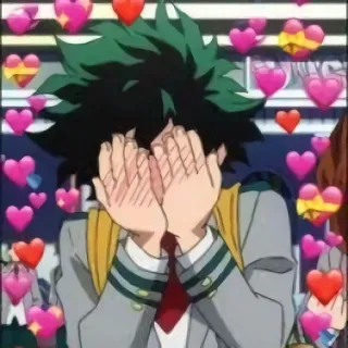 🌟 168ce95b Izuku Midoriya My Hero Academia anime, manga, my hero academia, deku, izuku midoriya, hearts, cute whatsapp sticker