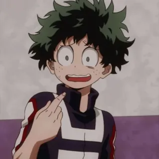 🌟 ba3605d3 Izuku Midoriya My Hero Academia anime, boy, middle finger, my hero academia, izuku midoriya, character whatsapp sticker