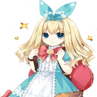 😁 183ae13f Anime girl, Hoạt hình, Dễ thương, Tóc vàng, Mắt xanh, Nơ, Váy whatsapp sticker