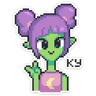 ☺ ca316444 KYJ Người ngoài hành tinh, Pixel art, Phim hoạt hình, Cô gái, Dễ thương whatsapp sticker